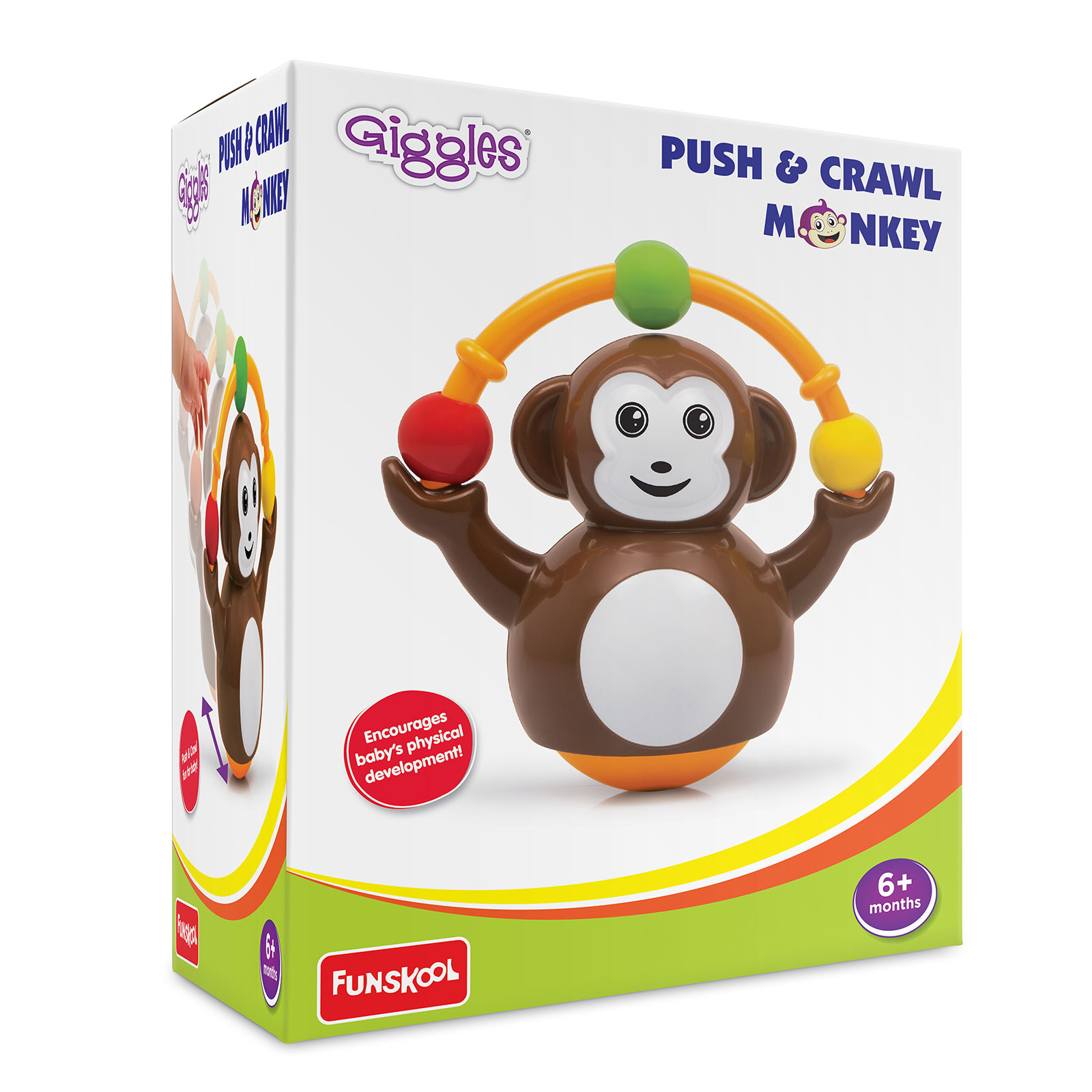 Funskool Giggles Push N Crawl Monkey