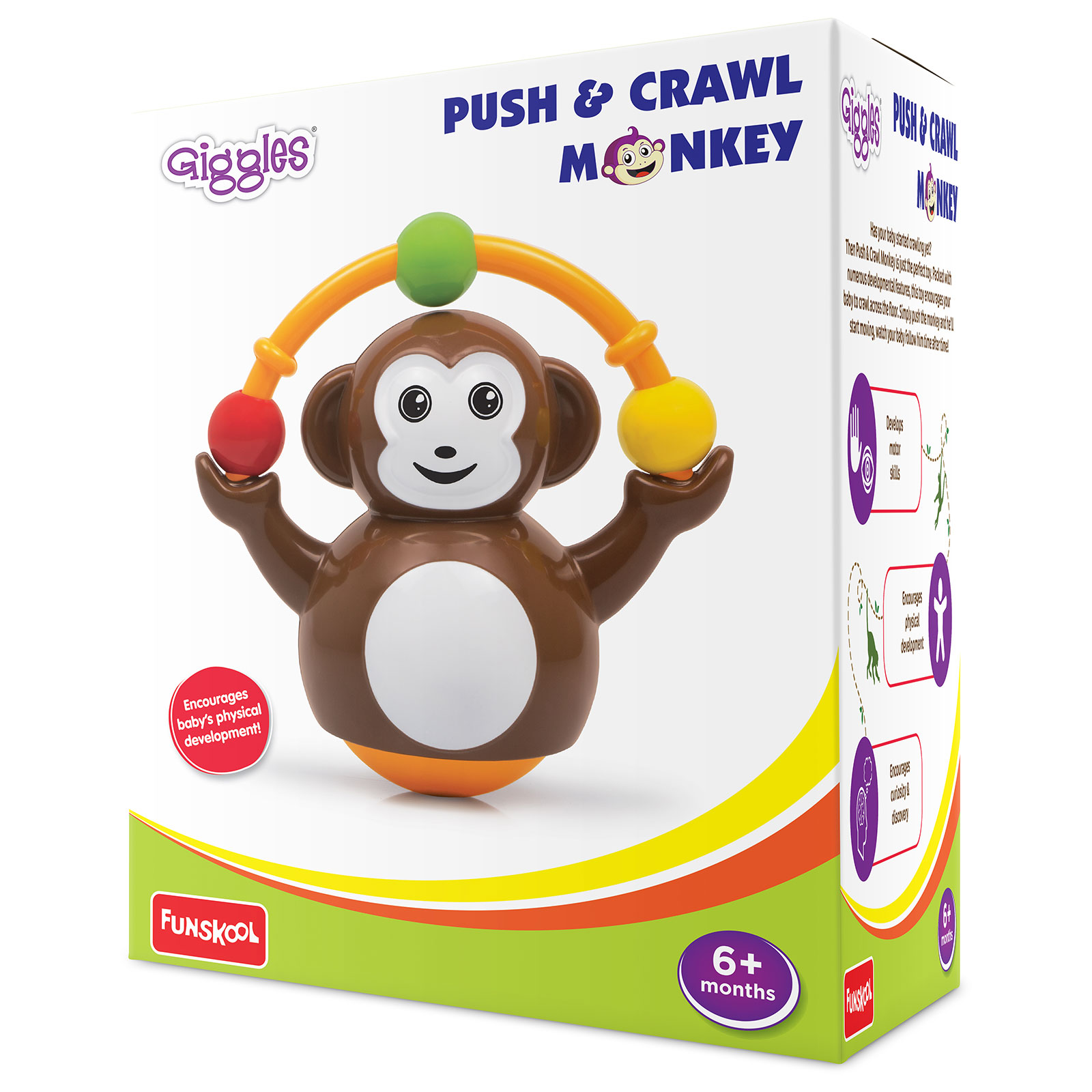 Funskool Giggles Push N Crawl Monkey