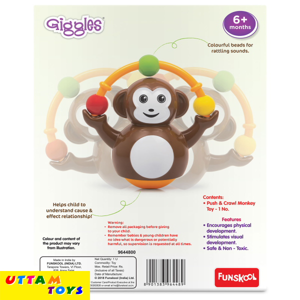 Funskool Giggles Push N Crawl Monkey