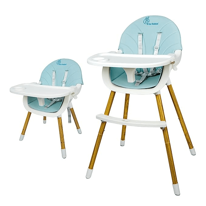 R for Rabbit 2 in 1 Candyland High Chair - 3 Level Meal Tray Adjustment, PU Fabric, Anti Skid (Beige)