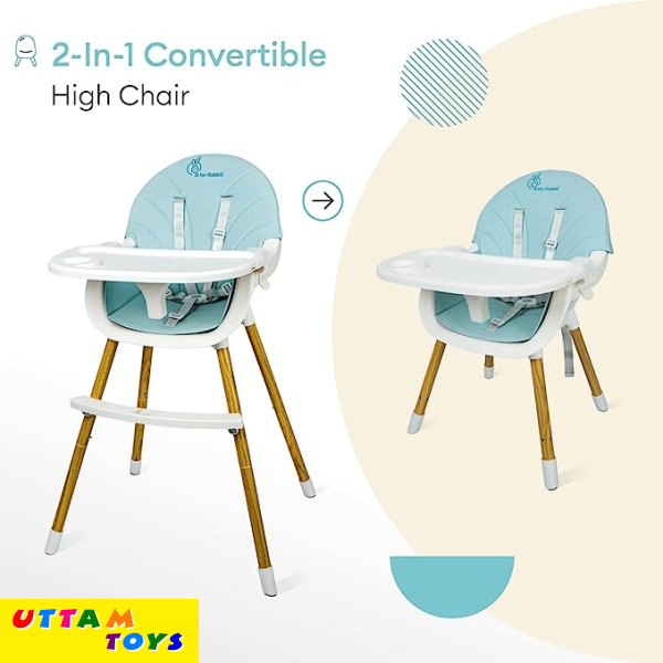 R for Rabbit 2 in 1 Candyland High Chair - 3 Level Meal Tray Adjustment, PU Fabric, Anti Skid (Beige)