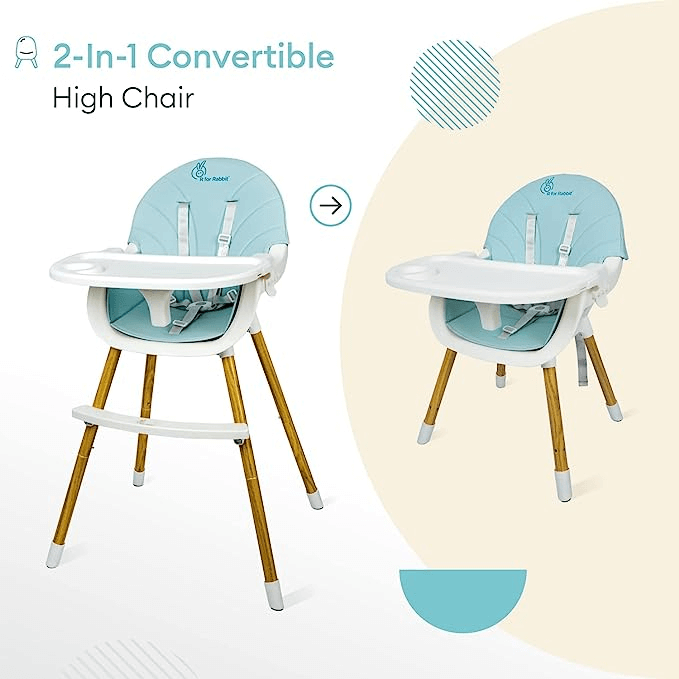 R for Rabbit 2 in 1 Candyland High Chair - 3 Level Meal Tray Adjustment, PU Fabric, Anti Skid (Beige)