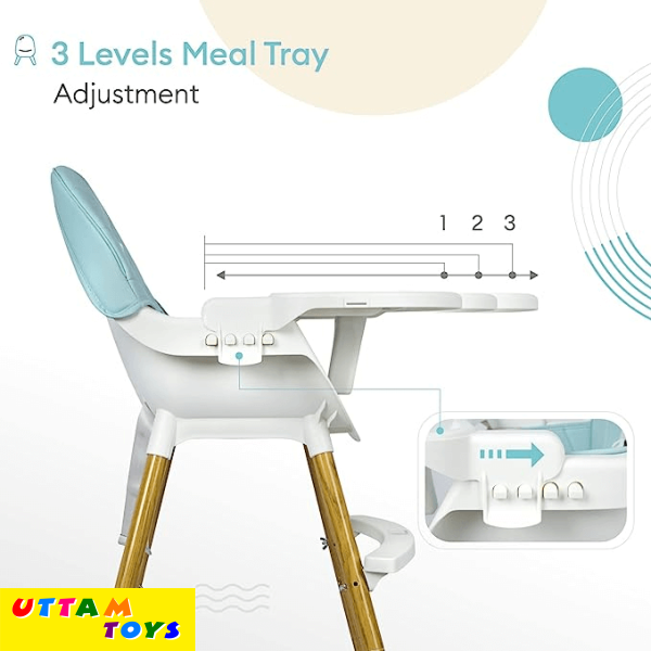 R for Rabbit 2 in 1 Candyland High Chair - 3 Level Meal Tray Adjustment, PU Fabric, Anti Skid (Beige)