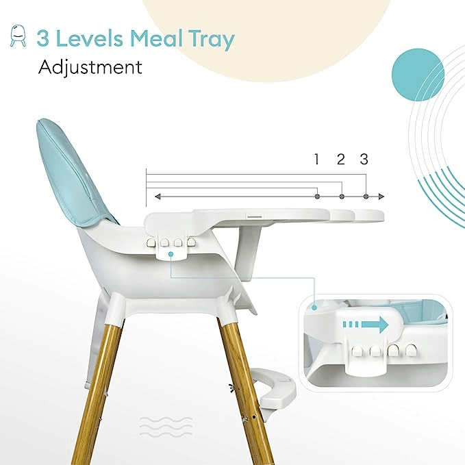 R for Rabbit 2 in 1 Candyland High Chair - 3 Level Meal Tray Adjustment, PU Fabric, Anti Skid (Beige)