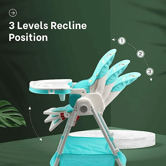 R For Rabbit Marshmallow High Chair - 7 Level Height Adjustment, 3 Recline Modes, Adjustable & Removable Double Meal Tray