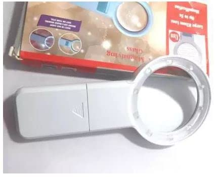 Paliwal Creation® 10 Led Light 5 x Handheld Magnifier Illuminated Magnifying Glass up to 5X Magnification (82mm) Magnifying Glass (White)