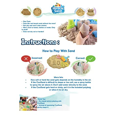 AWALS Miracle Sand for Kids Let Your Child Enjoy Smooth and Non Stick Indoor Art Project Squeezable Sand for Children |Sand Art Craft for Kids |Sand Clay for Kids |( 1 Assorted Color in Box )