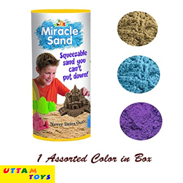 AWALS Miracle Sand for Kids Let Your Child Enjoy Smooth and Non Stick Indoor Art Project Squeezable Sand for Children |Sand Art Craft for Kids |Sand Clay for Kids |( 1 Assorted Color in Box )