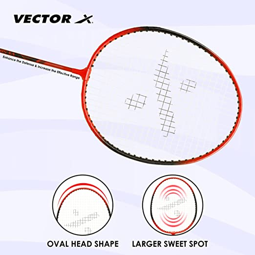 Vector X Aluminum VX-50 Set of 2 Badminton Racquet for Seniors (Multicolor)