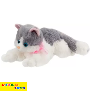 Uttam Toys Cute Soft Grey & White Cat Stuffed Toy - 30 cm (Grey, White)