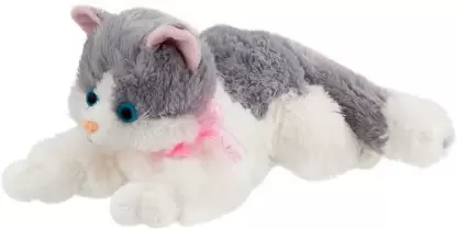 Uttam Toys Cute Soft Grey & White Cat Stuffed Toy - 30 cm (Grey, White)