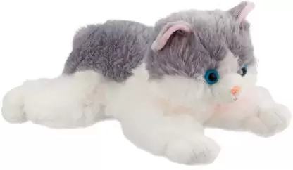 Uttam Toys Cute Soft Grey & White Cat Stuffed Toy - 30 cm (Grey, White)