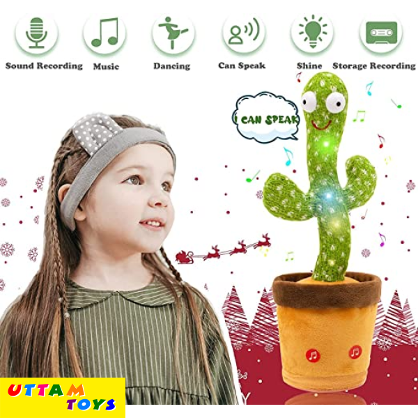 Uttam Toys Dancing Cactus Talking Plush Toy with Singing & Recording Function