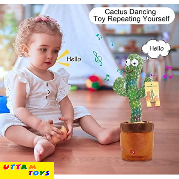 Uttam Toys Dancing Cactus Talking Plush Toy with Singing & Recording Function