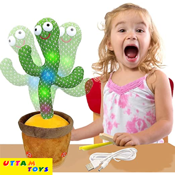 Uttam Toys Dancing Cactus Talking Plush Toy with Singing & Recording Function