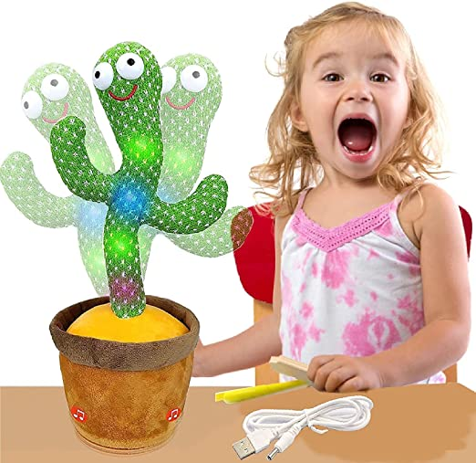 Uttam Toys Dancing Cactus Talking Plush Toy with Singing & Recording Function