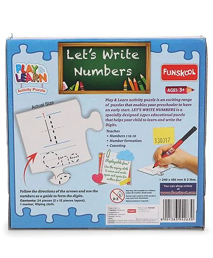 Funskool Let's Write Numbers Puzzle 24 Pieces