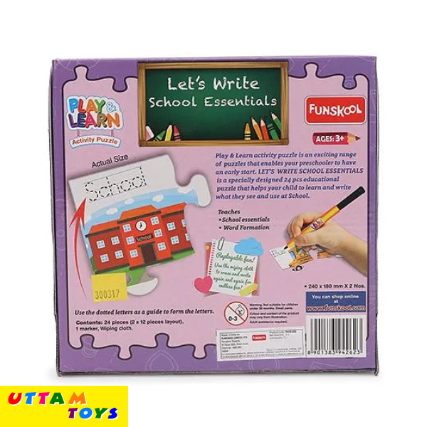 Funskool Let's Write School Essentials Puzzle Purple - 24 Pieces