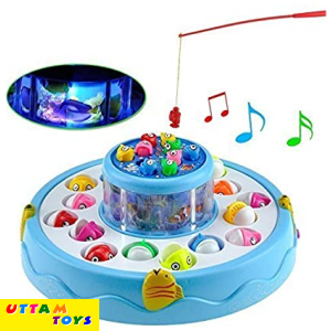 Uttam Toys Toyshine Fish Catching Game Big with 26 Fishes and 4 Pods, Includes Music, Lights (Battery Included) - Multi-Color
