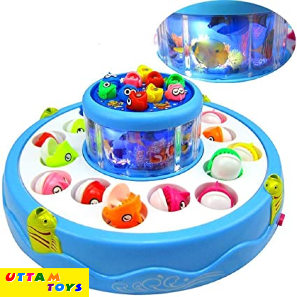 Uttam Toys Toyshine Fish Catching Game Big with 26 Fishes and 4 Pods, Includes Music, Lights (Battery Included) - Multi-Color