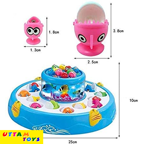 Uttam Toys Toyshine Fish Catching Game Big with 26 Fishes and 4 Pods, Includes Music, Lights (Battery Included) - Multi-Color