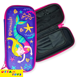 Uttam toys Mermaid Theme Branded 3D Cover Pencil Case with Compartments, Pencil Pouch Box