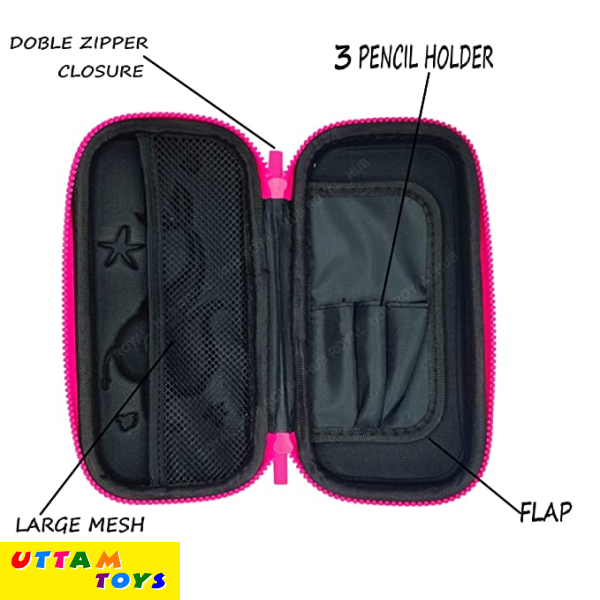 Uttam toys Mermaid Theme Branded 3D Cover Pencil Case with Compartments, Pencil Pouch Box