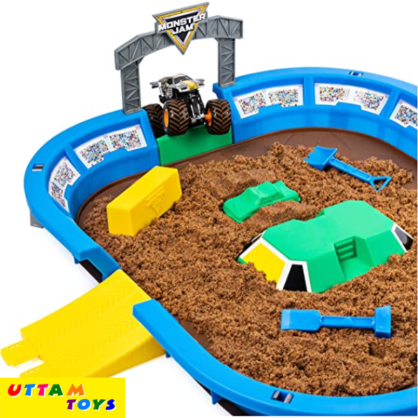 Monster Jam, Monster Dirt Arena 24-inch Playset with 2lbs of Monster Dirt and Exclusive 1:64 Scale Die-Cast Monster Jam Truck