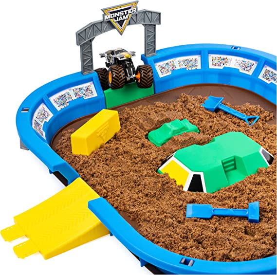 Monster Jam, Monster Dirt Arena 24-inch Playset with 2lbs of Monster Dirt and Exclusive 1:64 Scale Die-Cast Monster Jam Truck