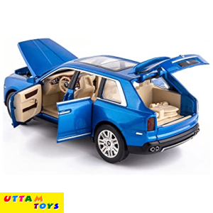 Uttam Toys 1/24 Scale Rolls-Royce Cullinan SUV Model Car Toy, Zinc Alloy Pull Back Diecast Toy Cars with Sound and Light for Kids Boy Girl Gift(Blue)