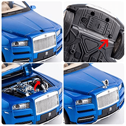 Uttam Toys 1/24 Scale Rolls-Royce Cullinan SUV Model Car Toy, Zinc Alloy Pull Back Diecast Toy Cars with Sound and Light for Kids Boy Girl Gift(Blue)