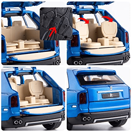 Uttam Toys 1/24 Scale Rolls-Royce Cullinan SUV Model Car Toy, Zinc Alloy Pull Back Diecast Toy Cars with Sound and Light for Kids Boy Girl Gift(Blue)
