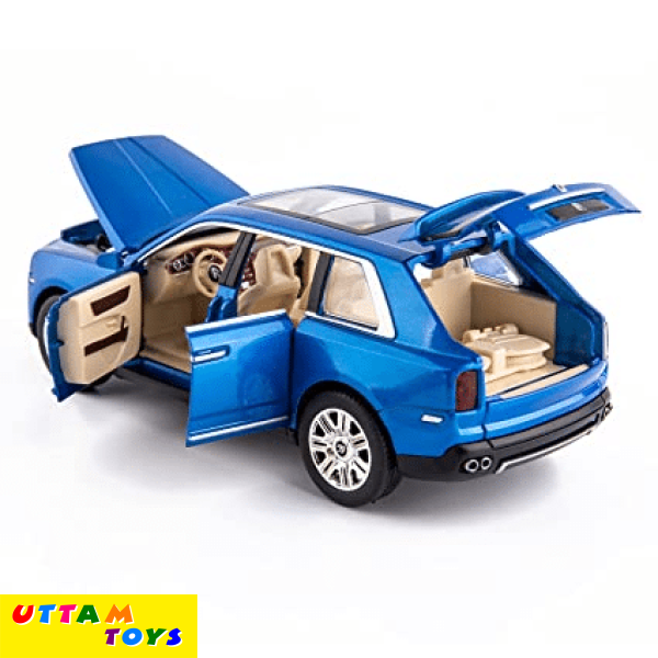 Uttam Toys 1/24 Scale Rolls-Royce Cullinan SUV Model Car Toy, Zinc Alloy Pull Back Diecast Toy Cars with Sound and Light for Kids Boy Girl Gift(Blue)