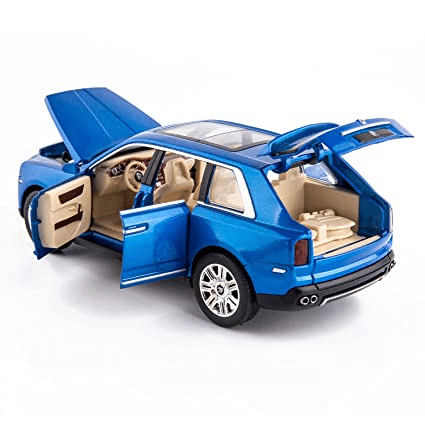Uttam Toys 1/24 Scale Rolls-Royce Cullinan SUV Model Car Toy, Zinc Alloy Pull Back Diecast Toy Cars with Sound and Light for Kids Boy Girl Gift(Blue)
