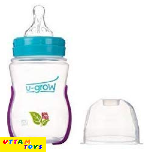 U-Grow Anti Colic Wide Neck Heat Sensitive Baby Feeding Bottle (Pack of 2), 240ML) (Turquoise & Pink)