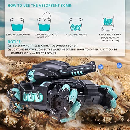Uttam Toys RC Tank, Shooting Water Bullets(Bomb) Remote Control Tank