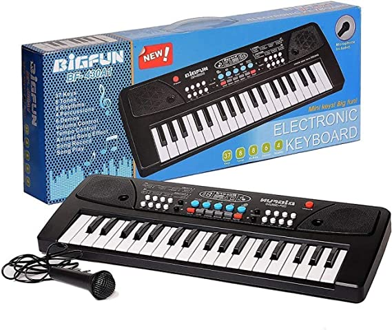 Bigfun BF-430A1 Piano for Kids Whose Ages Above 3 Years | 37 Keys in Keyboard | 8 Tones | 8 Rhythms | 4 Percussions | 6 Demos | Microphone Available | B/O & Mobile Charger Operated