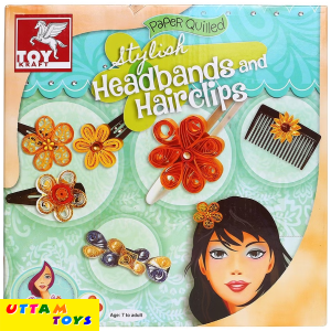 Toy Kraft Paper Quilled Stylish Hairbands And Hair Clips, Multi Color DIY