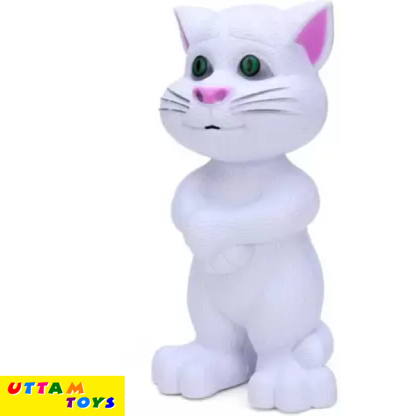 Uttam Toys Intelligent Talking Tom Cat (3 Batteries included ) With Touch Recording 10 Music 10 Story Rhymes(White)