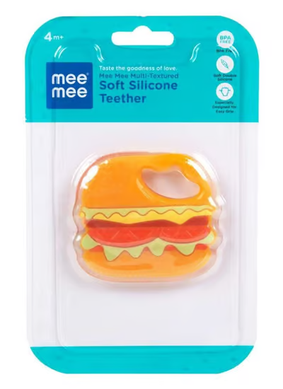 Mee Mee Multi-Textured Soft Silicone Teether (Orange)