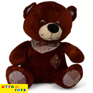 My Baby Excel Chocolate Colour Teddy bear with Muffler and Printed Ears - 30 cm (Brown)