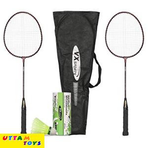 Vector X VXB-10 Set of 2 Badminton Racquets and 3pcs Shuttlecocks for Seniors