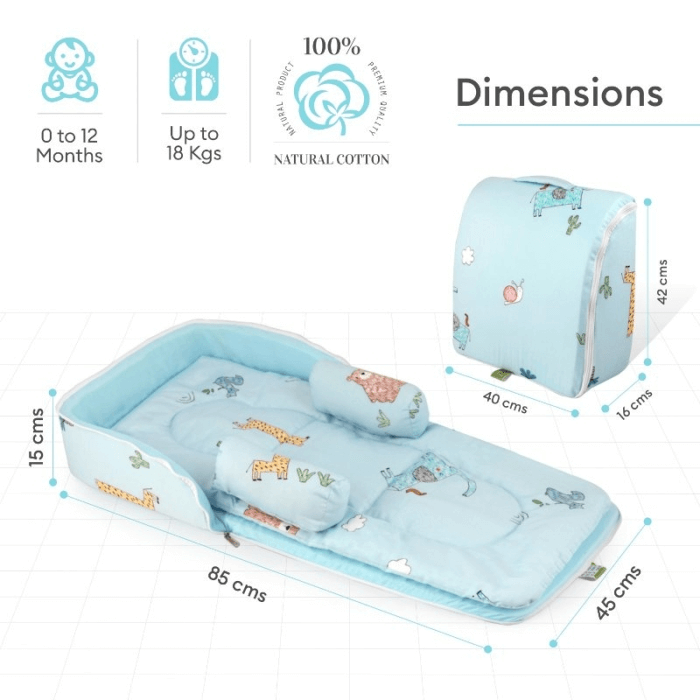 R For Rabbit Baby Nest Lite Bed - Easy Compact Fold, Zip Clouser, Carry Like Bag, Travel Friendly
