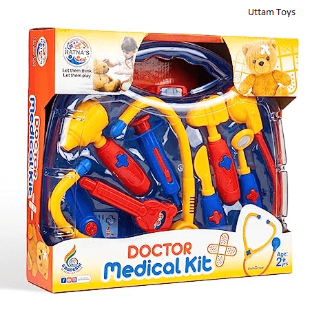 Ratna's Doctor Medical Kit Toys with 8 Different Medical Instruments Along with Portable Medical Clinic Suitcase