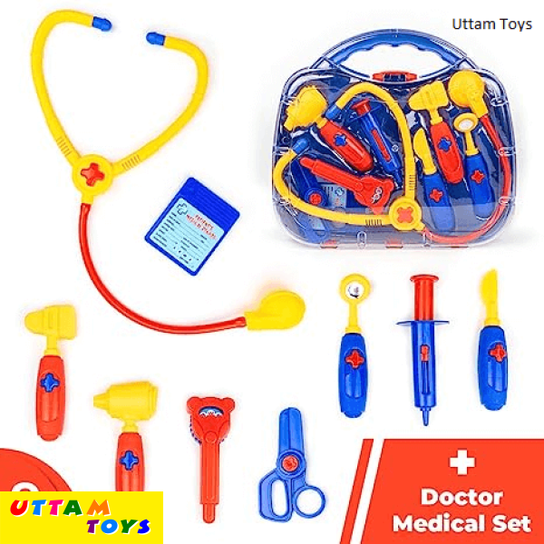 Ratna's Doctor Medical Kit Toys with 8 Different Medical Instruments Along with Portable Medical Clinic Suitcase
