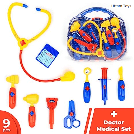 Ratna's Doctor Medical Kit Toys with 8 Different Medical Instruments Along with Portable Medical Clinic Suitcase
