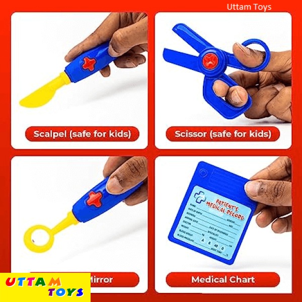 Ratna's Doctor Medical Kit Toys with 8 Different Medical Instruments Along with Portable Medical Clinic Suitcase