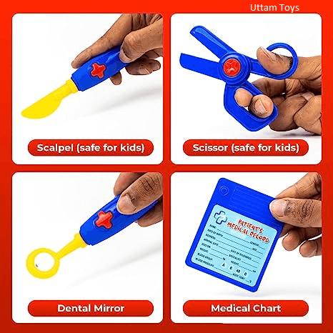 Ratna's Doctor Medical Kit Toys with 8 Different Medical Instruments Along with Portable Medical Clinic Suitcase