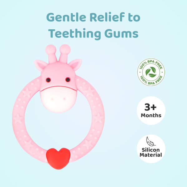 R for Rabbit Giraffe Teether - Pink 1's