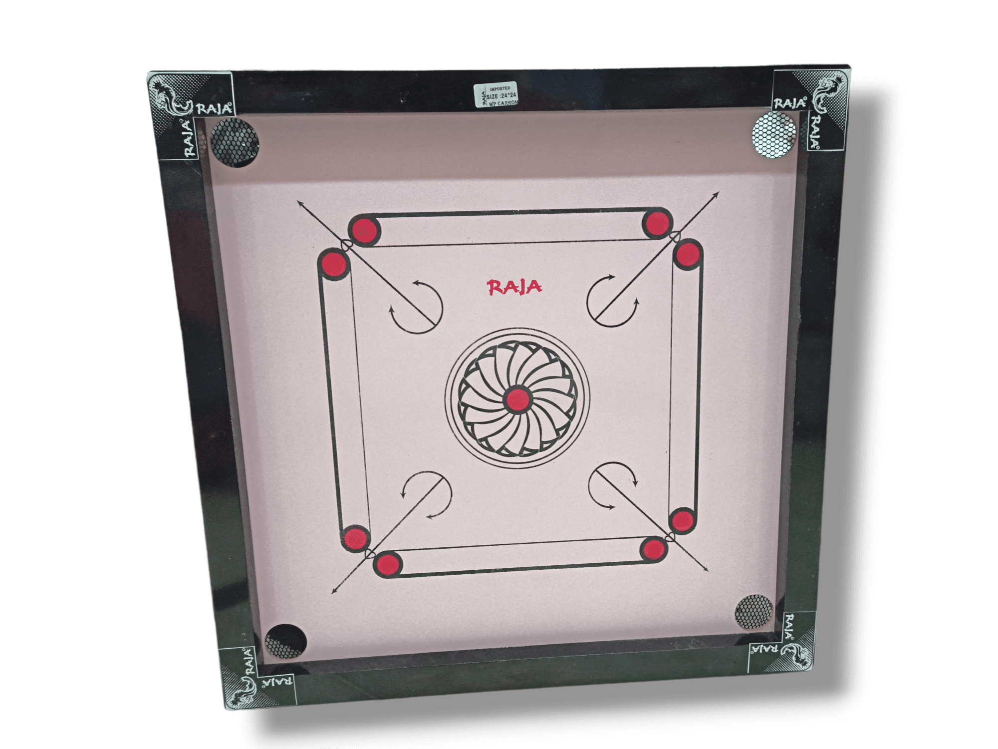 Raja Sports Wooden Round Pocket Carrom Board - Multicolour (24*24 Inc.)